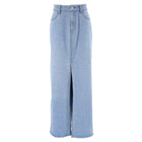 Women's Fashion Casual Washed Light Blue Denim Skirt-Blue-7