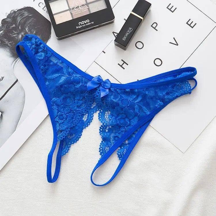 Women's Hollow Thong Low Waist Sexy Lingerie-Blue-6