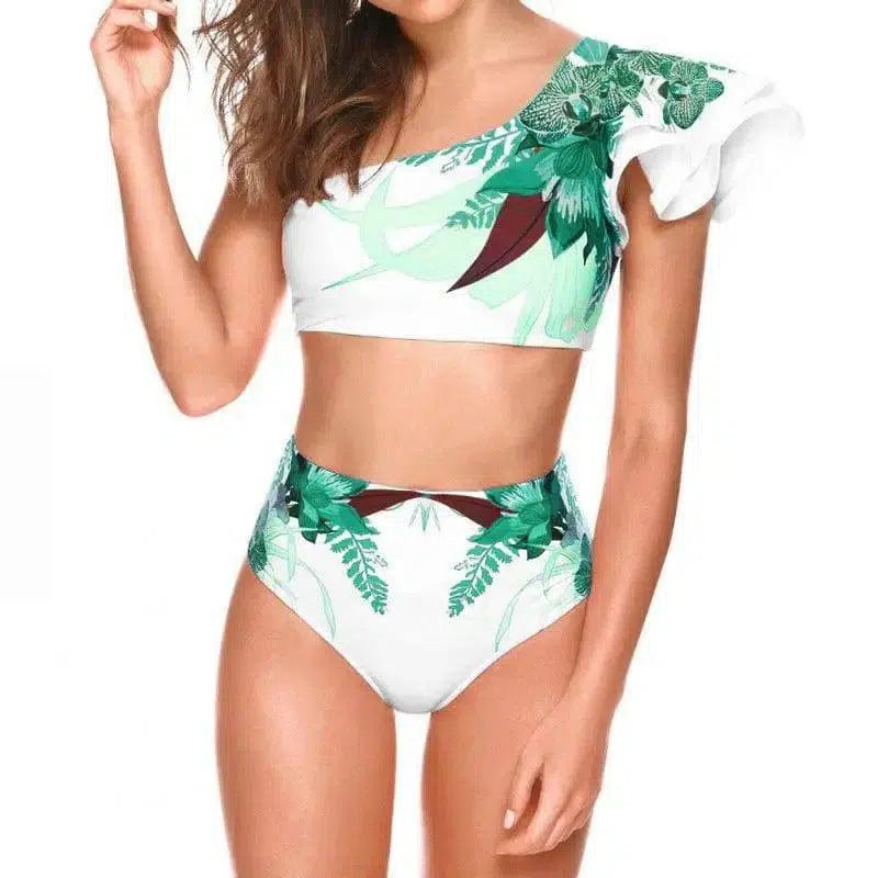 Women's Sexy Two-piece Swimwear Floral Print Swimsuit Bikini-Green-6