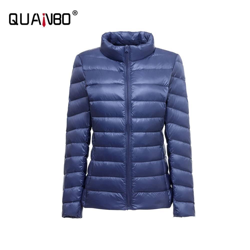 Women Spring Jacket Fashion Short Ultra Lightweight Packable-Hazeblue-12