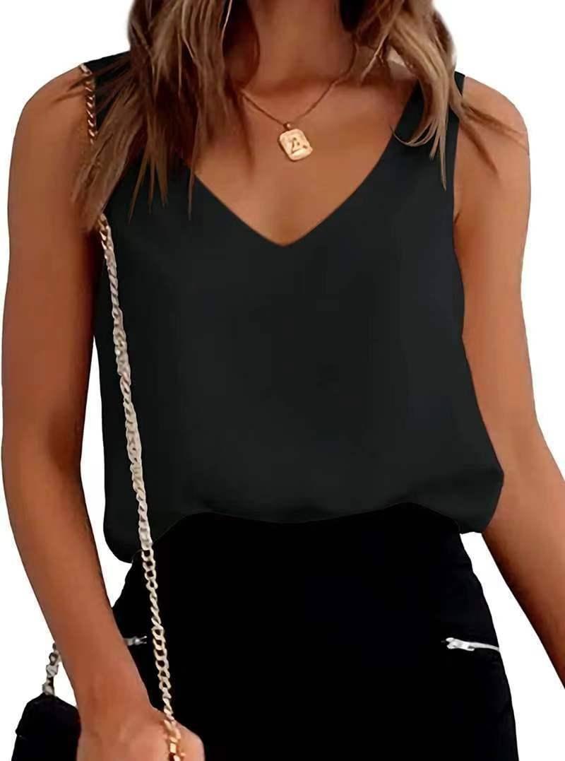 Stylish Dark Green Camisole for Summer-Black-3