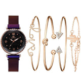 Women Watches Starry Sky Magnet Buckle Fashion Bracelet-Purple-6