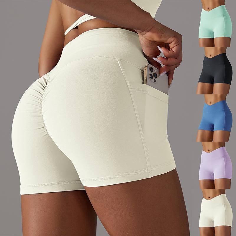 Yoga Shorts With Phone Pocket Design Fitness Sports Pants-1