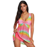 Plus-size one-piece swimsuit-RoseRed-3