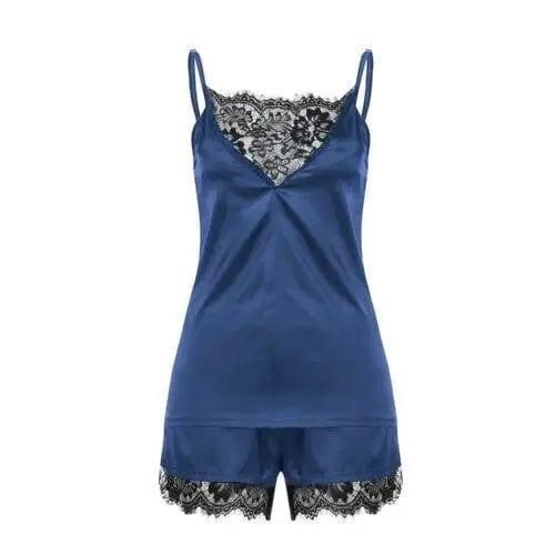 Sexy lace lingerie set-Blue-4